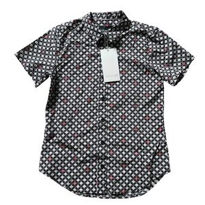 Wildfang Essential Short Sleeve Button Up Smiley Happy Face Shirt Size XS NWT